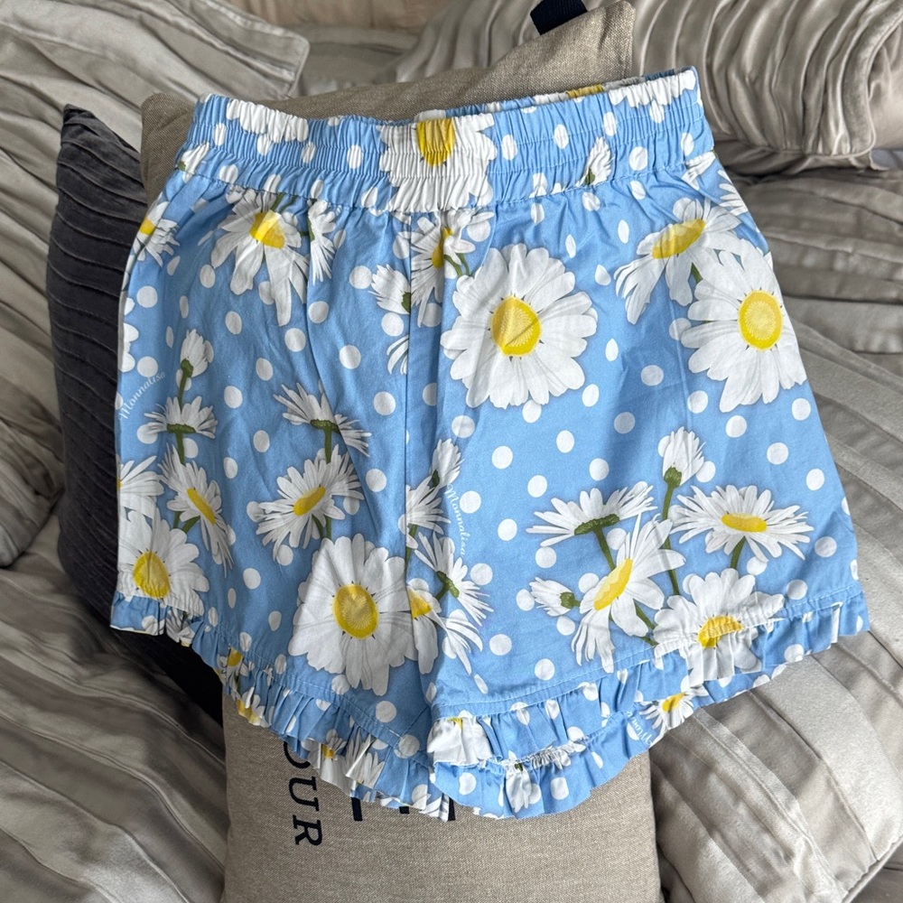 MonnaLisa Blue Daisy Print Girls' Shorts